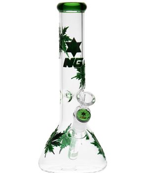 11 inch Electroplated Marijuana Leaf Beaker