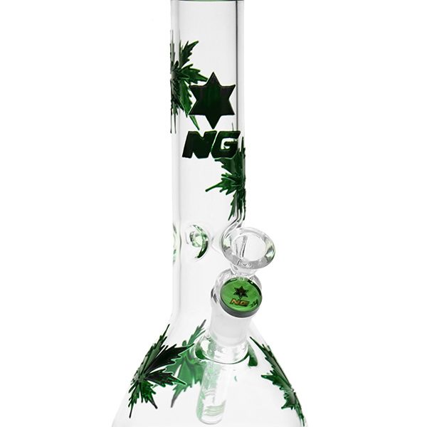 11 inch Electroplated Marijuana Leaf Beaker