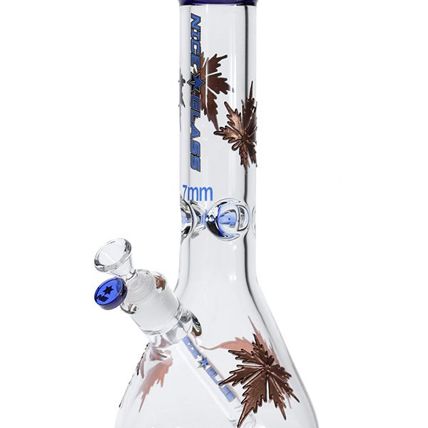 13 inch Electroplated Marijuana Leaf Beaker